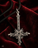 Kettenanhänger Kreuz & Pentagramm aus 925 Silber | Unisex Nr.133 mit Korbkette