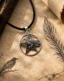 Anhänger 80 Pentagramm mit Rabe - Silber