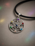 416 Metatrons Würfel mit Silberkette - Silber Chakra Stein Steine