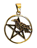 Anhänger 161 Pentagramm mit Rabe - Bronze