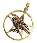 Anhänger 175 Pentagramm mit Rabe - Bronze