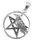 Pentagramm mit Rabe 80 mit Korbkette - Silber