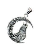 Wolf im Mond 355 mit Schlangenkette - Silber