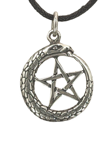Pentagramm 48 mit Schlangenkette - Silber