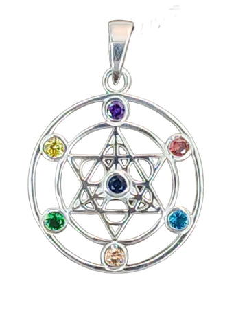 416 Metatrons Würfel mit Silberkette - Silber Chakra Stein Steine