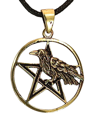 Anhänger 161 Pentagramm mit Rabe - Bronze