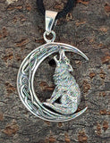Wolf im Mond 355 mit Schlangenkette - Silber