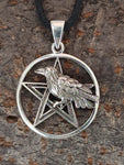Rabe im Pentagramm 80 mit Schlangenkette - Silber