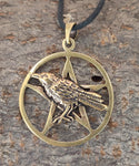 Anhänger 175 Pentagramm mit Rabe - Bronze