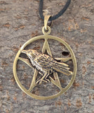 Anhänger 175 Pentagramm mit Rabe - Bronze