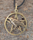Anhänger 175 Pentagramm mit Rabe - Bronze