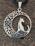 Anhänger 415 Katze im Mond - Silber