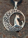 Anhänger 415 Katze im Mond - Silber
