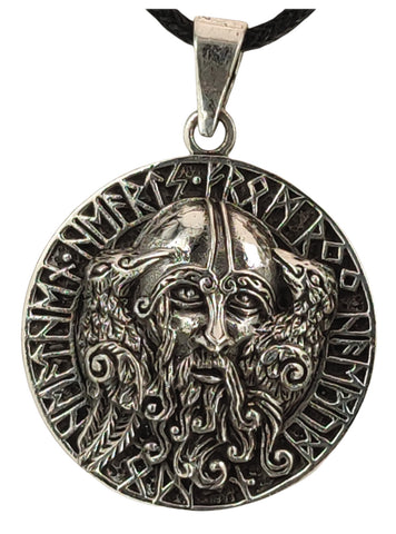 Anhänger 348 Odin mit Raben - Silber