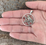 Rabe im Pentagramm 80 mit Schlangenkette - Silber