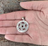 Pentagramm 136 mit Korbkette - Silber