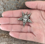 Pentagramm 55 mit Korbkette - Silber
