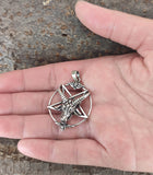 Pentagramm 230 mit Korbkette - Silber