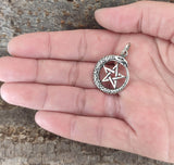 Pentagramm 48 mit Schlangenkette - Silber