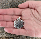 Blume des Lebens 95 mit Schlangenkette - Silber