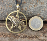Anhänger 175 Pentagramm mit Rabe - Bronze