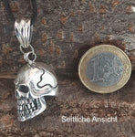 Totenkopf 180 mit Schlangenkette - Silber