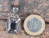 Anhänger 124 schwarzer Stein - Edelstahl