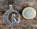 Anhänger 415 Katze im Mond - Silber