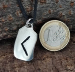 Rune Kenaz 310 mit Schlangenkette - Silber