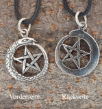 Pentagramm 48 mit Schlangenkette - Silber