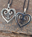 Herz mit Fleur-de-Lis 151 mit Panzerkette - Edelstahl