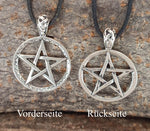 Pentagramm 50 mit Korbkette - Silber