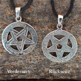 Pentagramm 136 mit Korbkette - Silber