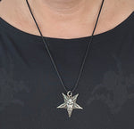 Pentagramm 55 mit Korbkette - Silber