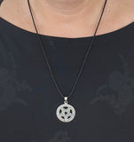 Pentagramm 136 mit Korbkette - Silber
