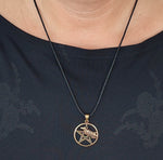 Anhänger 161 Pentagramm mit Rabe - Bronze
