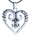 Anhänger 151 Herz mit Fleur-de-Lis - Edelstahl