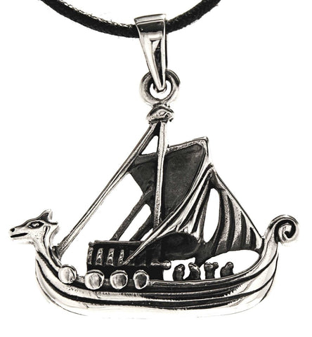 Wikinger-Schiff 240 mit Schlangenkette - Silber
