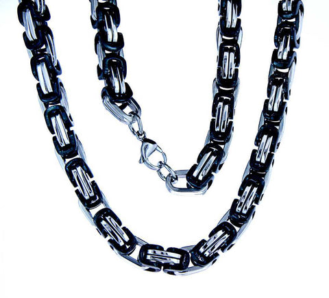 Königskette 8,4 mm - schwarz-silbern - Edelstahl