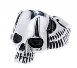Ring Totenkopf Gr. 56-72  - glatt - Edelstahl