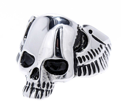Ring Totenkopf Gr. 56-72  - glatt - Edelstahl