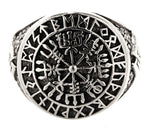 Ring Wikingerkompass Vegvisir, Gr. 56-76 (wiko2) - Silber
